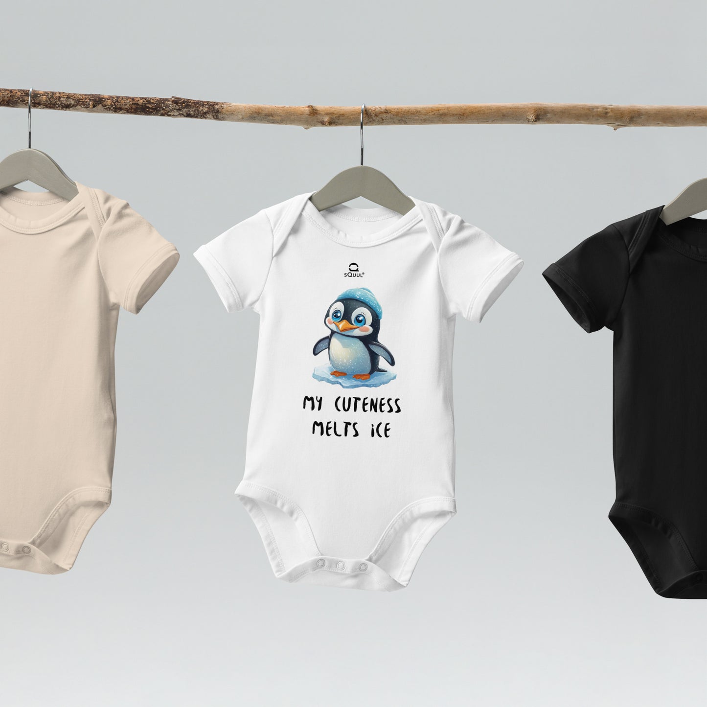 Organic Baby Bodysuit Cute Penguin #SquulOfCute