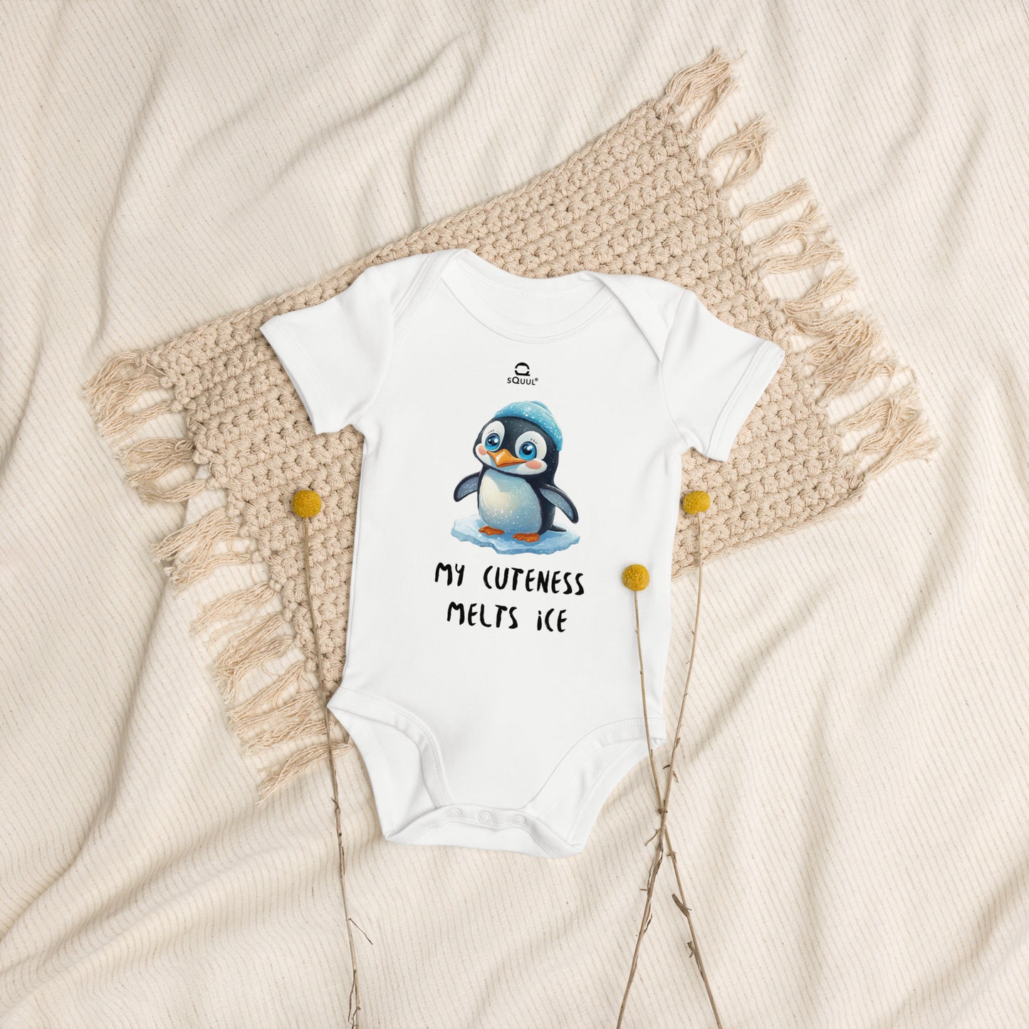 Organic Baby Bodysuit Cute Penguin #SquulOfCute